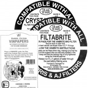 Vinbrite filter pads for wine & spirits